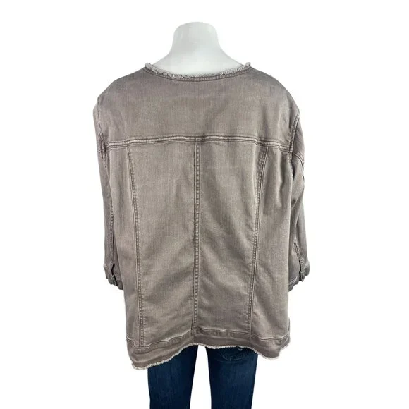 LOGO Lori Goldstein Enzyme Wash Stretch Twill Jacket 26W - Picture 3 of 9